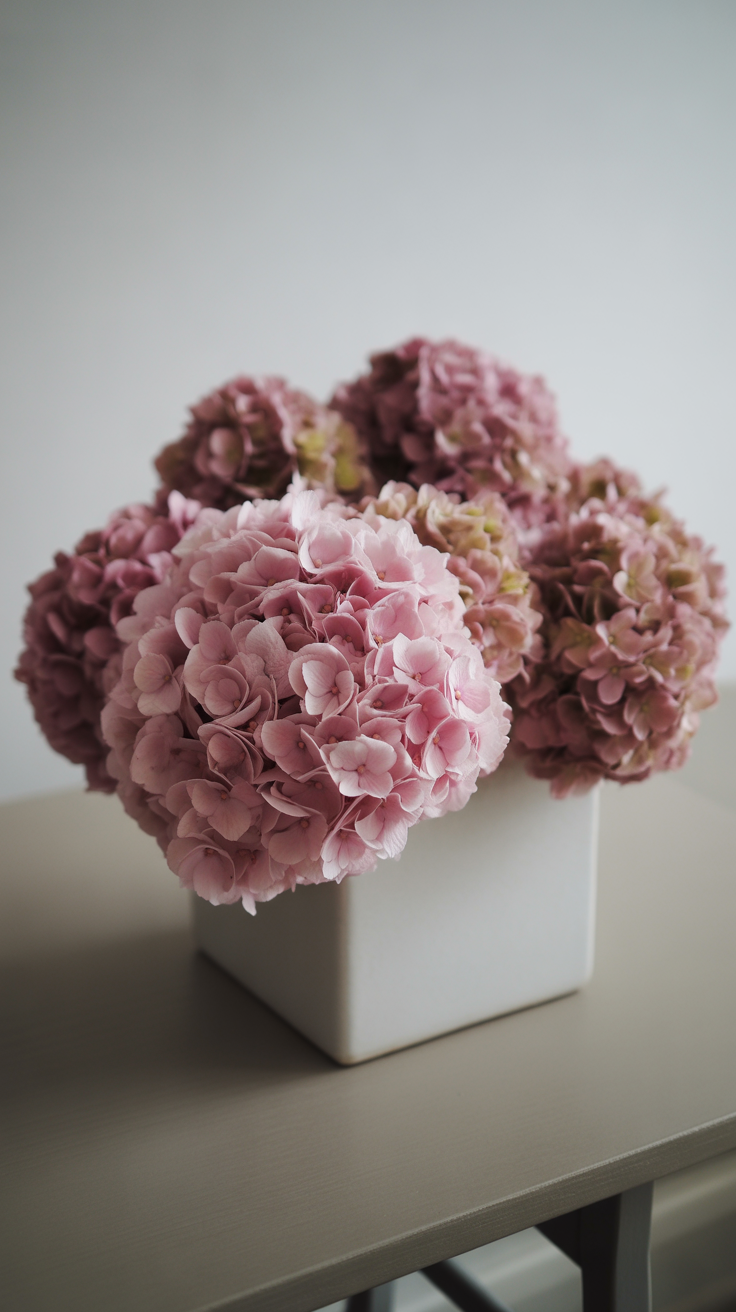 Pink Hydrangea Cloud Centerpiece