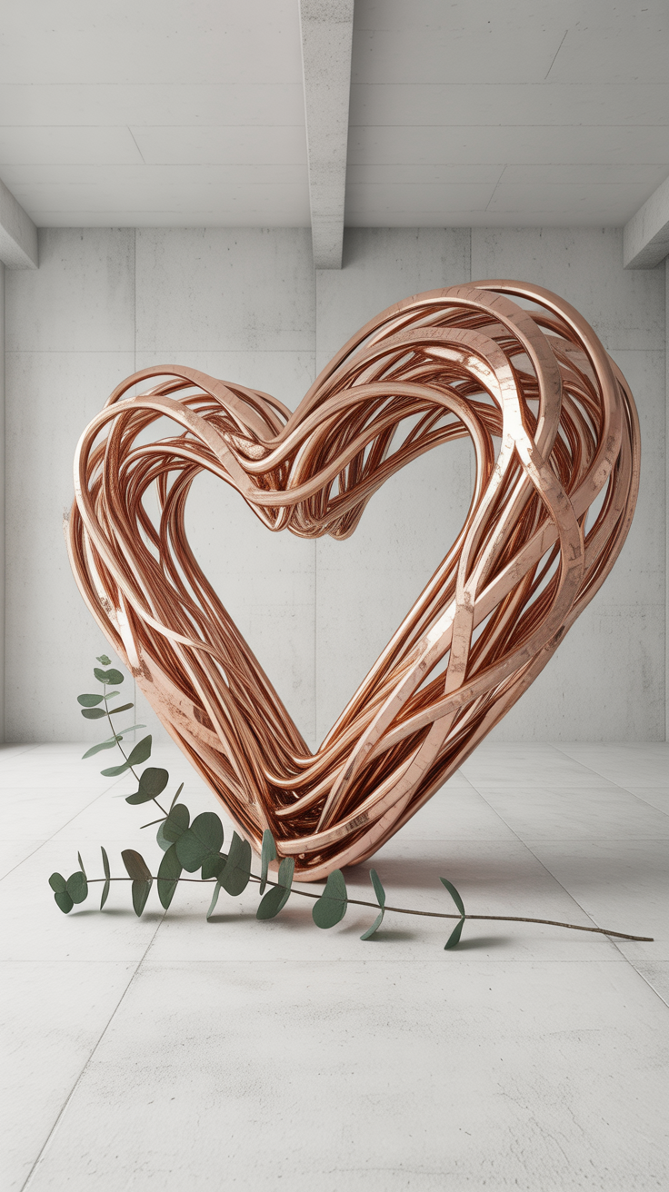 Copper Wire Heart Sculpture