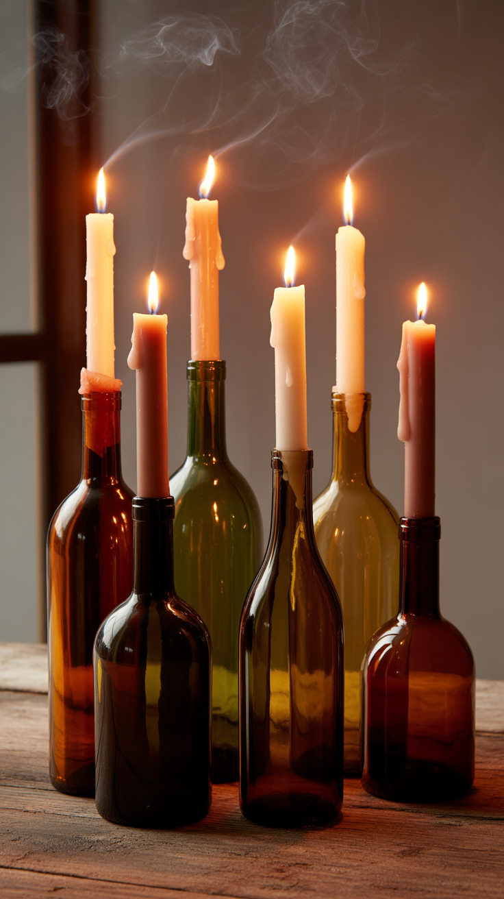 Wine Bottle Candle Holders