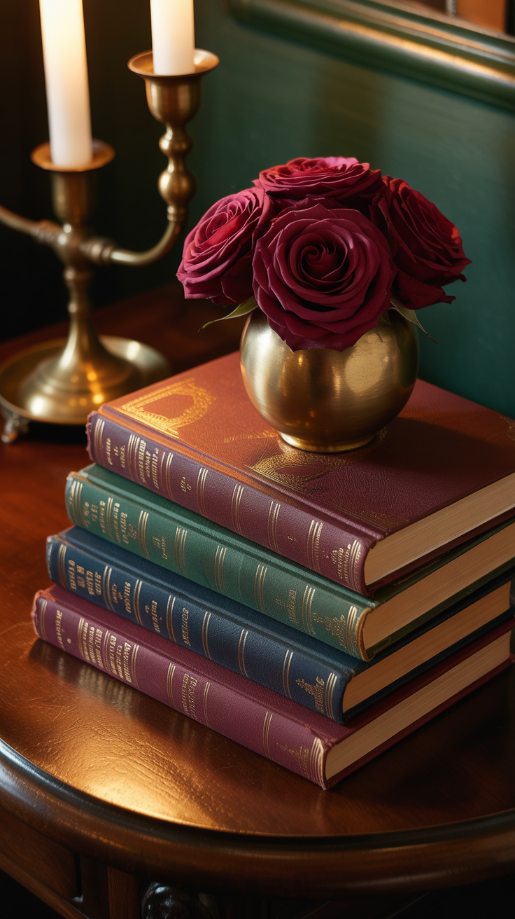 Vintage Book Stack with Florals