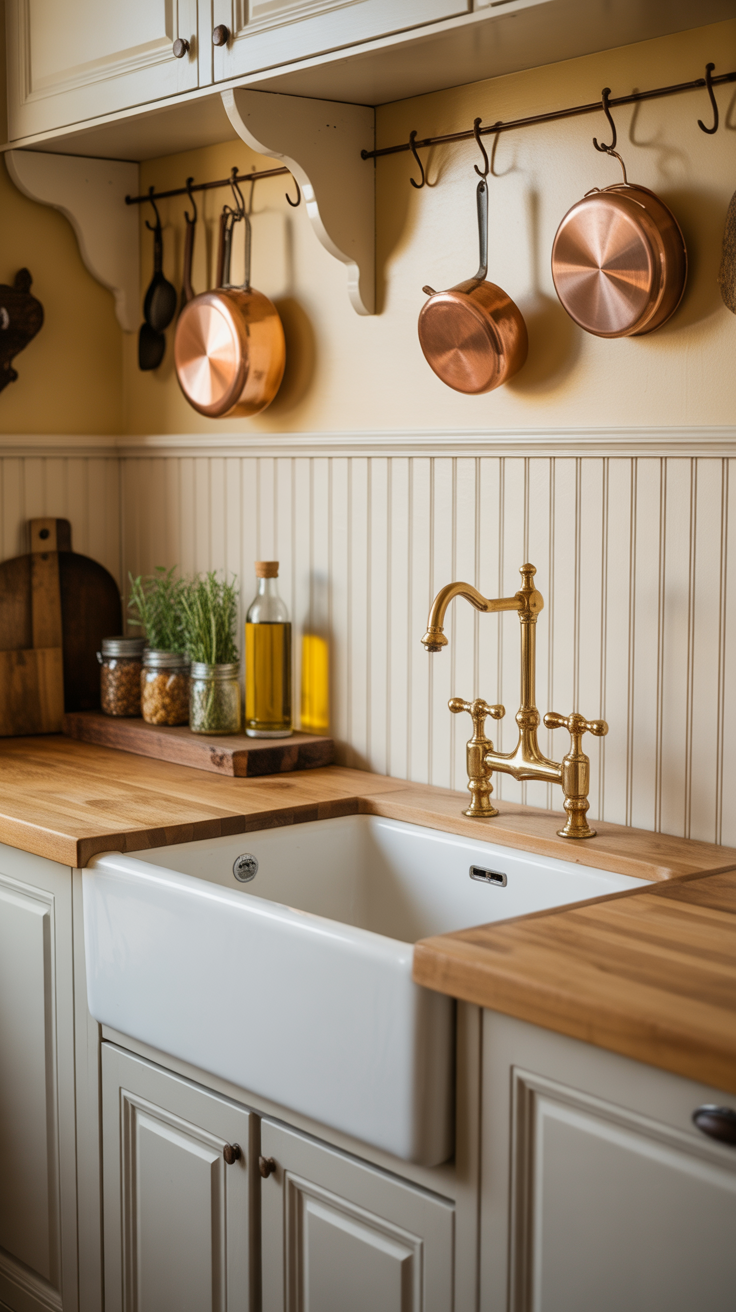Painted Backsplash with Decorative Hooks