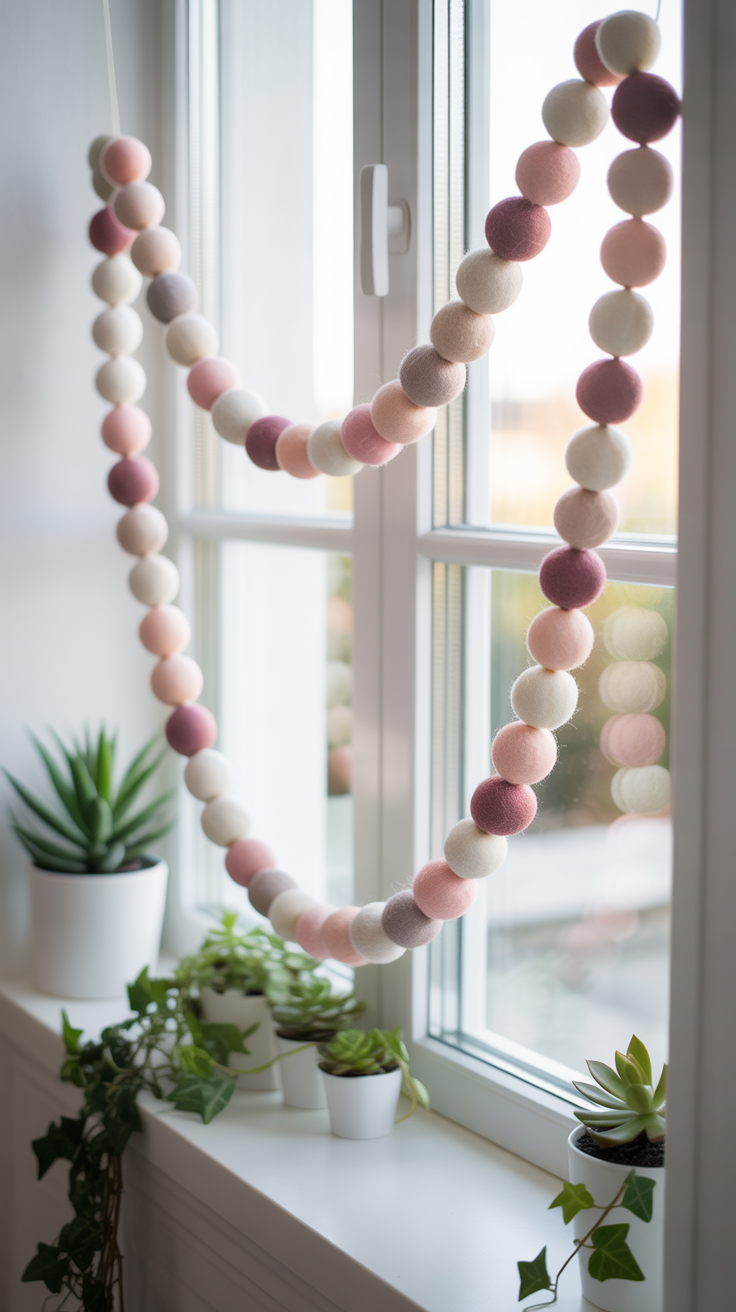 Felt Ball Heart Garland