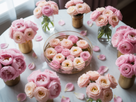 Pink Carnation and Rose Tower