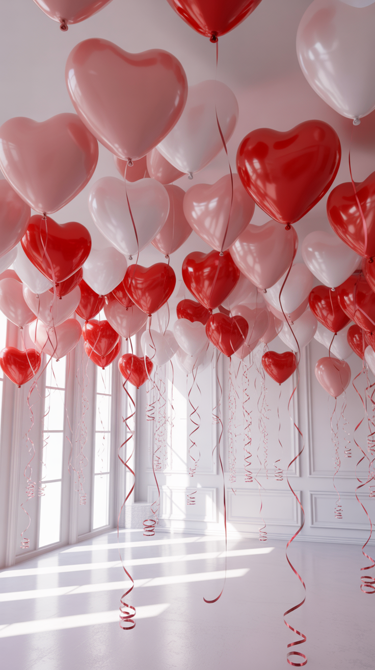 Floating Heart Balloon Ceiling